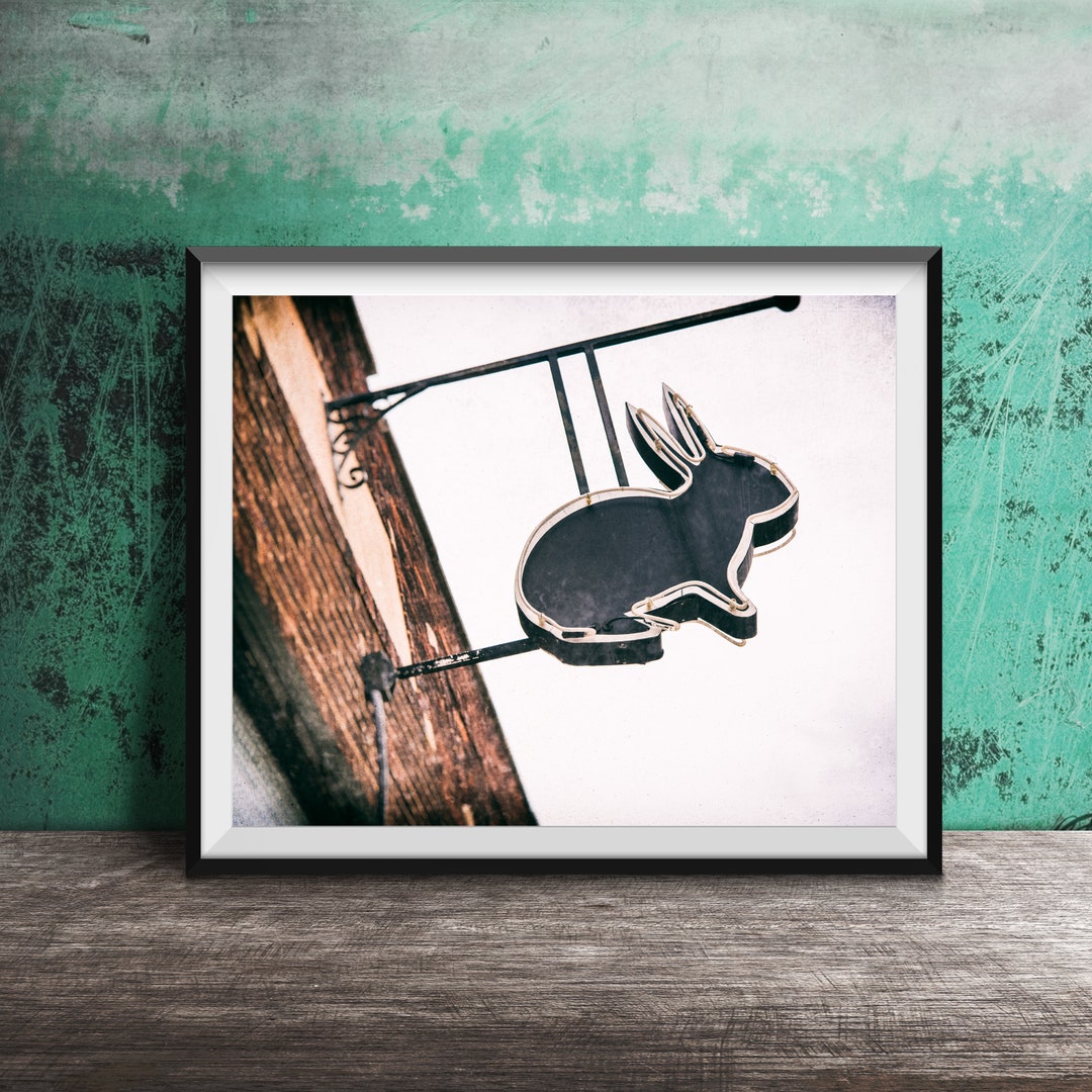 Black Rabbit - Neon Sign Photography - Wall Art Photo - Bedroom ...
