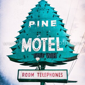 PINE MOTEL, Indianapolis - Neon Sign Art Photography - Wall Art Photo - Modern Kitchen Photography - Unframed Decor - Pine Tree, Evergreen image 2