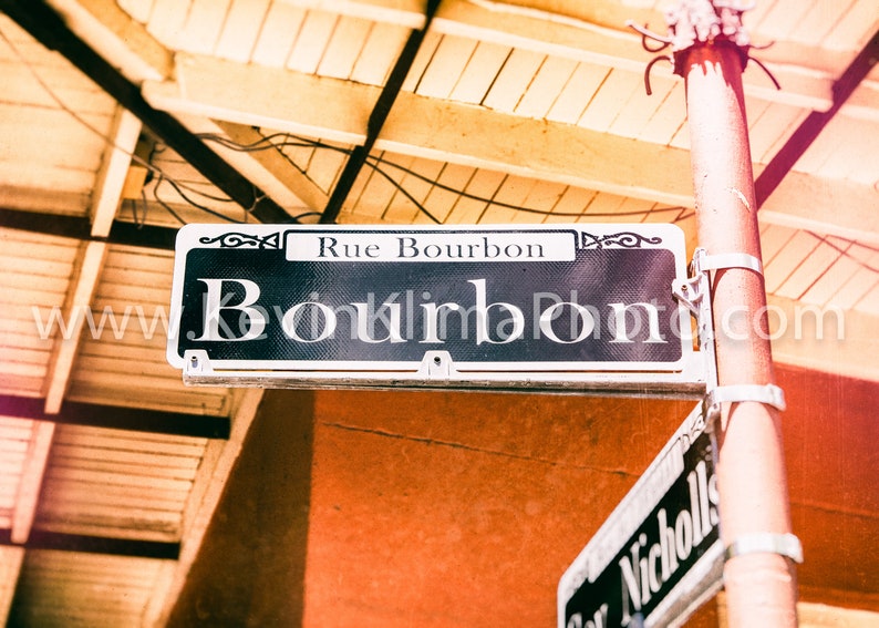 Bourbon Street, New Orleans Wall Art NOLA Sign Photography Unframed Print French Quarter, New Orleans Sign Photography image 2