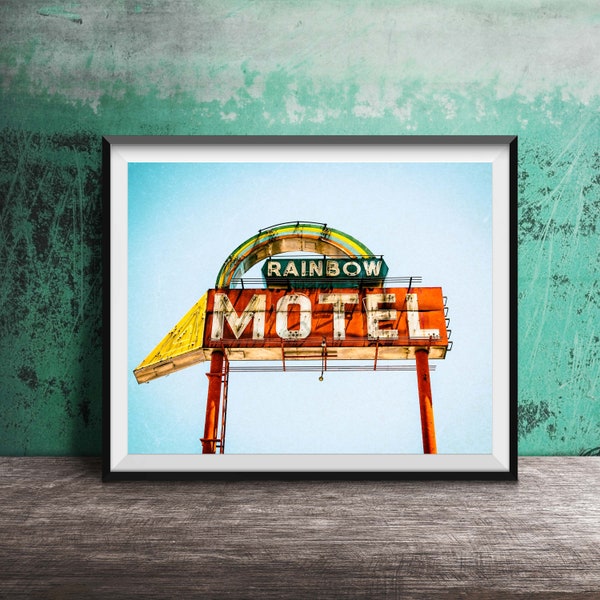 Rainbow Motel - Vintage Sign - Art Photography Print - Neon Sign Photo - Chicago, IL