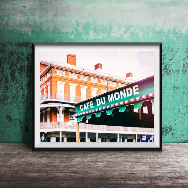 Cafe Du Monde, New Orleans Wall Art - NOLA Sign Photography - Unframed Print - French Quarter, New Orleans Beignet Restaurant Photography