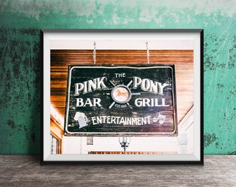 PINK PONY BAR & Grill, Mackinac Island, Michigan Photography - Wall Art Photo - Sign Photography - Bar Sign Print