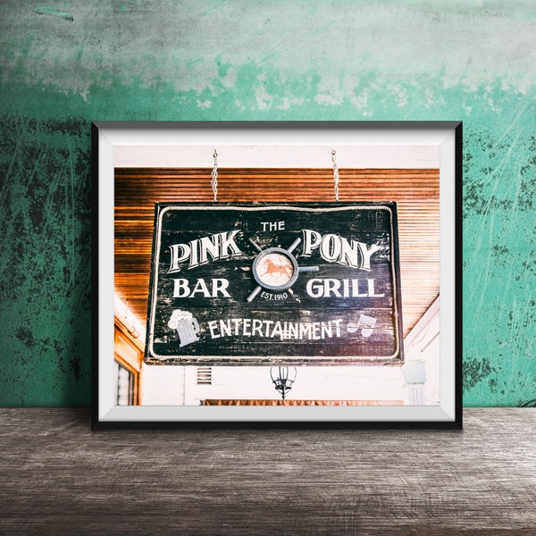 PINK PONY BAR & Grill, Mackinac Island, Michigan Photography - Wall Art Photo - Sign Photography - Bar Sign Print