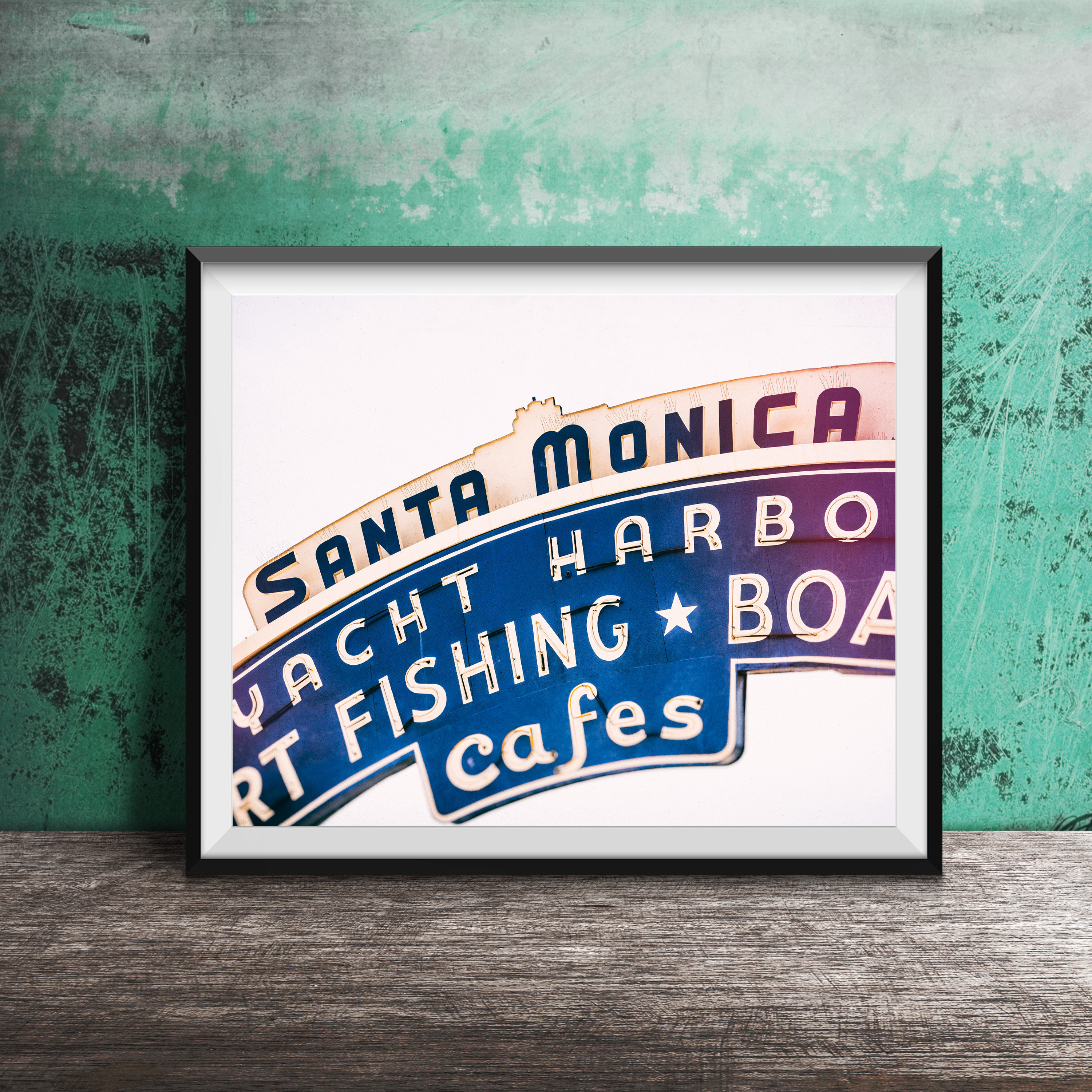 カリフォルニア州サンタモニカ - フレームなしアート写真プリント