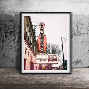 Fireside Bowl - Chicago Vintage Sign Photography Print - Unframed Chicago Wall Art, Logan Square, Chicago Bowling Alley