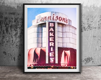 Bennison's Bakeries Restaurant Sign - Kitchen Art - Breakfast Art - Art Photography Print - Evanston, Illinois Neon Sign Wall Art Photo