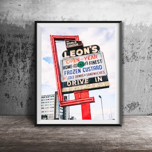 Leon&#39;s Frozen Custard - Unframed Photography Print - Kitchen Wall Decor, Summer Time Photo Art - Drive-In Food Print - Milwaukee, Wisconsin