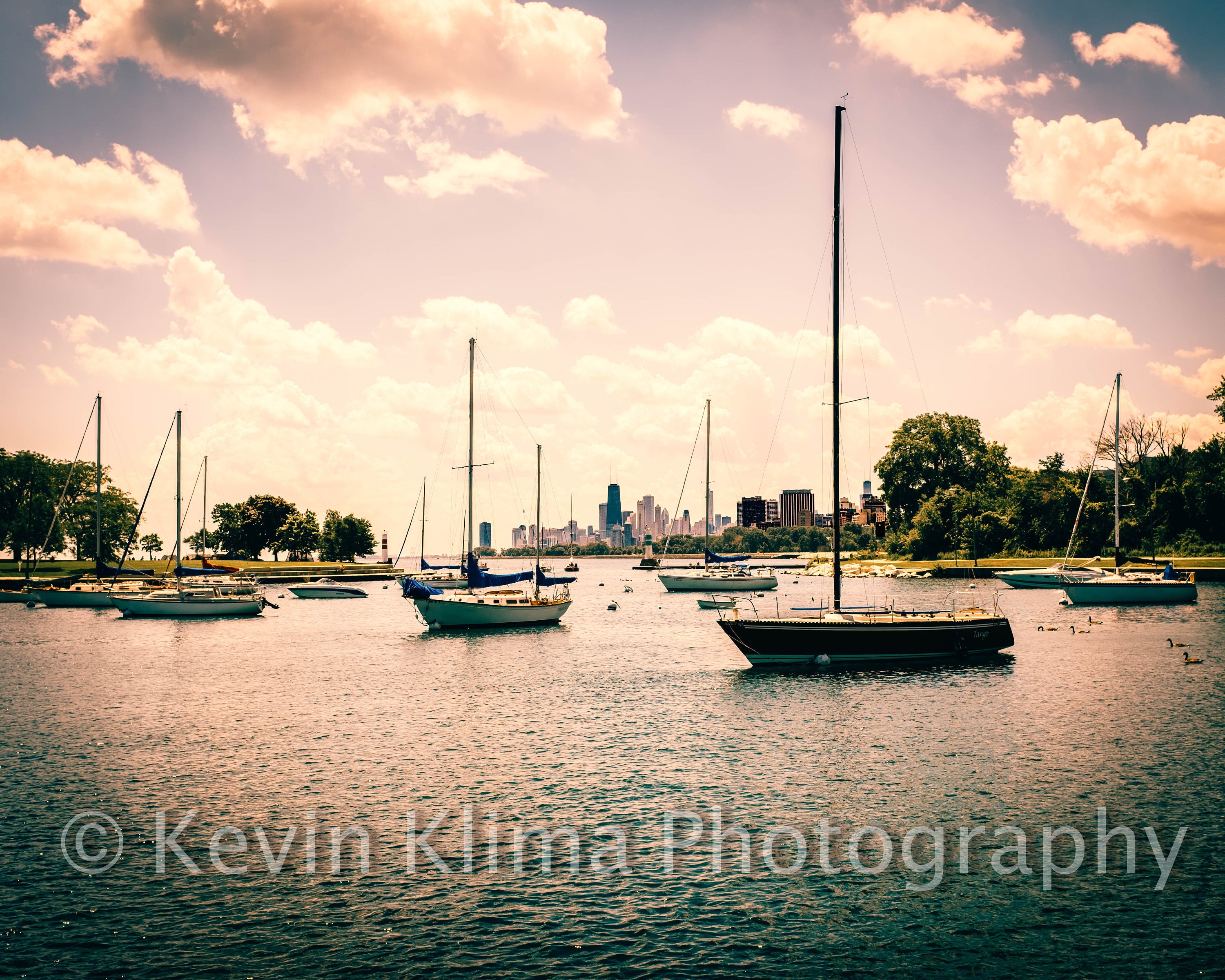 Montrose Harbor Chicago Sailboats Skyline photography art Etsy