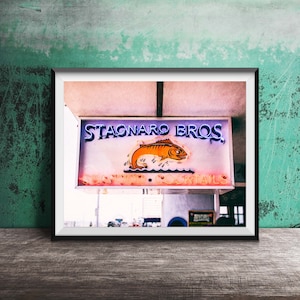 Santa Cruz Stagnaro Bros. Photography Print - Modern Wall Art - Unframed California Neon Sign Print - Northern California Photo