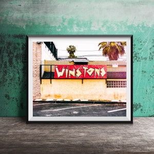 San Diego Photography, WINSTONS BEACH CLUB - Unframed Photography Print, Street Sign Print - Ocean Beach, San Diego, California