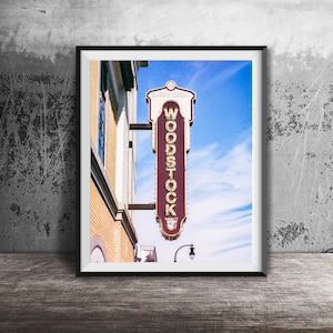 WOODSTOCK, IL - Ingelijste Chicagoland Photography Print - Chicago Suburbs Sign - WOODSTOCK Theater, theater, klassieke bioscopen