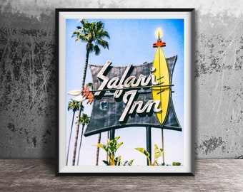 THE SAFARI INN - Art Photography Print - Hollywood, California Photo - Neon Sign - Vintage Neon, Burbank, Los Angeles