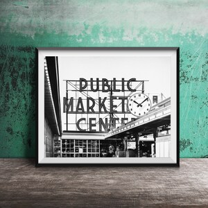 PIKE PLACE MARKET, Seattle Wall Art Unframed Photography Print Neon Sign Photography Public Market Center Sign, Seattle, Washington image 3