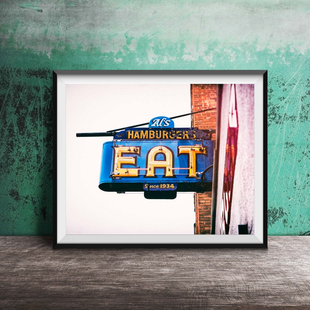 EAT Diner Neon Sign Cafe Art Kitchen Decor Sign Photography Breakfast ...