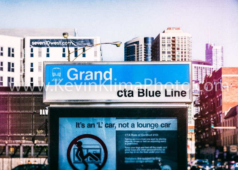 GRAND CTA BLUE Line El Sign Unframed Photography Print - Etsy