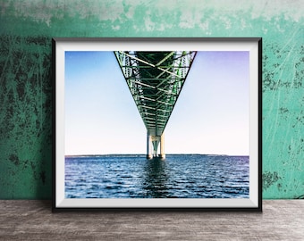 MACKINAC BRIDGE, MICHIGAN - Unframed Photography Print - Upper Peninsula, Michigan Suspension Bridge, Great Lakes