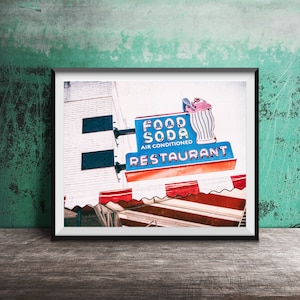 FOOD SODA RESTAURANT - Kitchen Sign Photography - Kitchen Art - Breakfast Photo - Retro Diner - Dining Room - Soda Fountain
