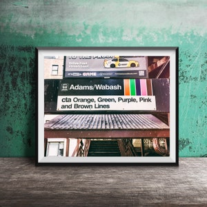 ADAMS/WABASH CTA Train Lines - Chicago El Sign - Downtown Chicago Loop - Unframed Photography Print - Chicago Train Stop