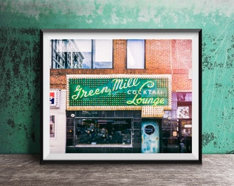 Green Mill, Chicago Photography Art Print - Unframed Neon Sign Photo - Uptown, Chicago Wall Art