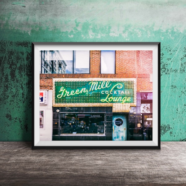 Green Mill, Chicago Photography Art Print - Unframed Neon Sign Photo - Uptown, Chicago Wall Art