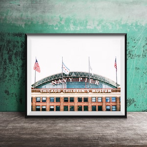 NAVY PIER, Chicago Children&#39;s Museum Sign - Unframed Photography Print - Chicago Sign Art