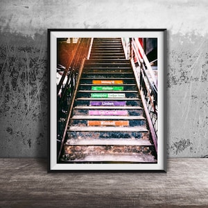 Chicago CTA Train Station Stairs - CTA El Sign - Chicago El - Art Photography Print - Unframed Sign Photo - Modern Wall Art