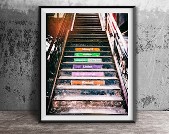 Chicago CTA Train Station Stairs - CTA El Sign - Chicago El - Art Photography Print - Unframed Sign Photo - Modern Wall Art