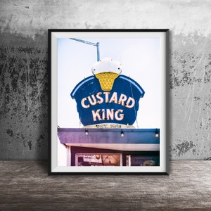 CUSTARD KING, Astoria, OR Wall Art - Unframed Photography Print - Astoria, Oregon Ice Cream Restaurant Sign