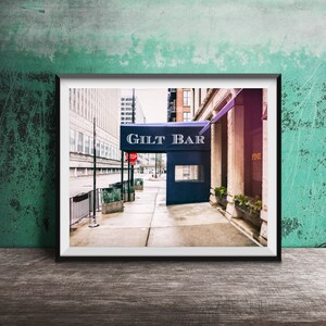 GILT BAR, Chicago Wall Art - Chicago Bar Sign Photography - Unframed, Ready to Frame River North, Chicago Restaurant Photography