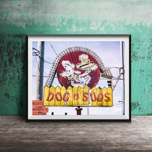 DOG 'N SUDS, Ingleside, Illinois - Unframed Photography Print - Kitchen Decor, Photo Art, Dining Room Print - Hot Dog Drive-In Restaurant