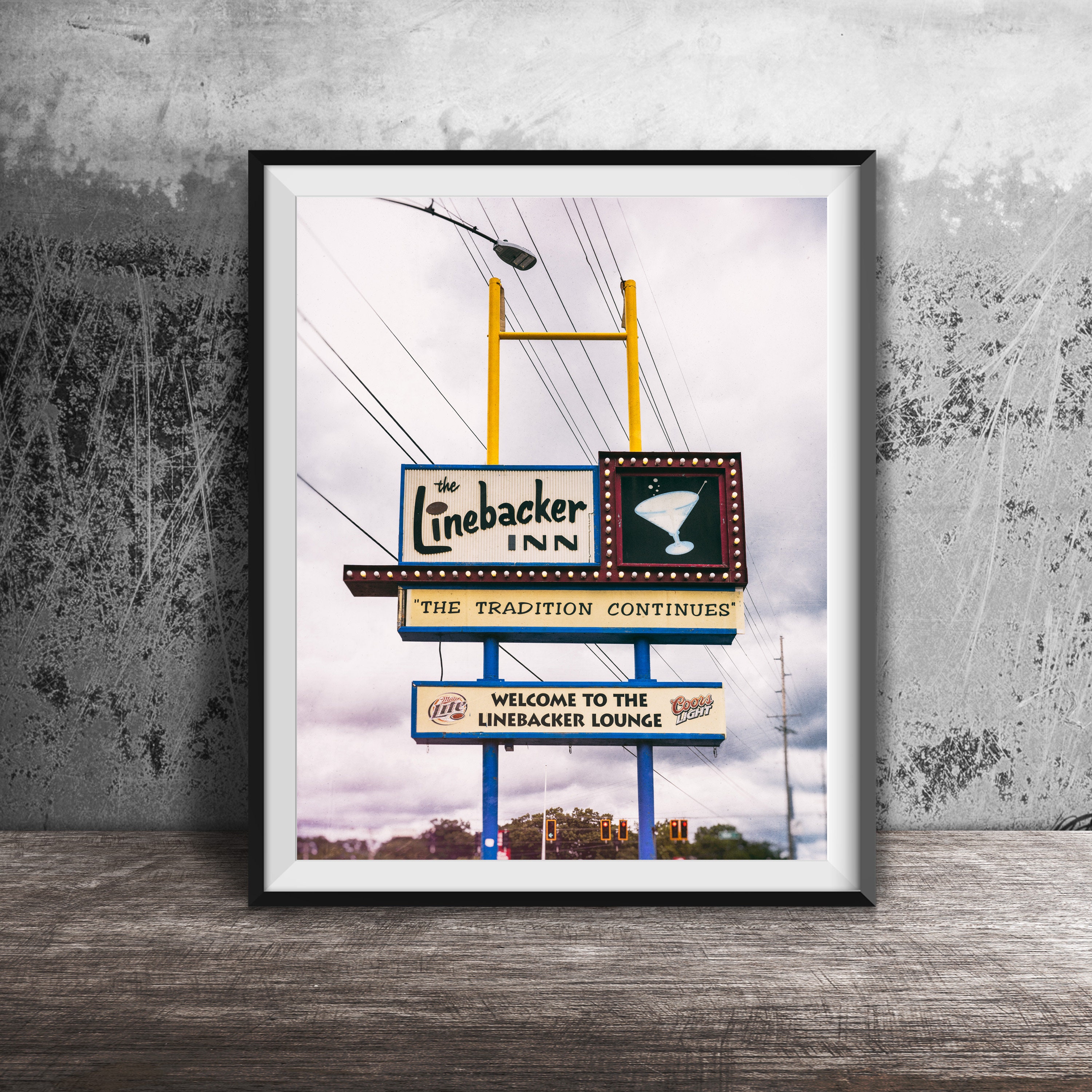 LINEBACKER INN Sign Art Photography - Unframed Wall Art Photo - Modern Fine Art Photography - South Bend, Indiana - LINEBACKER Lounge Bar