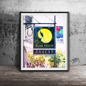 Chicago Photography Art Print - Unframed Sign Photo - Four Moon Tavern, Roscoe Village, Chicago Wall Art