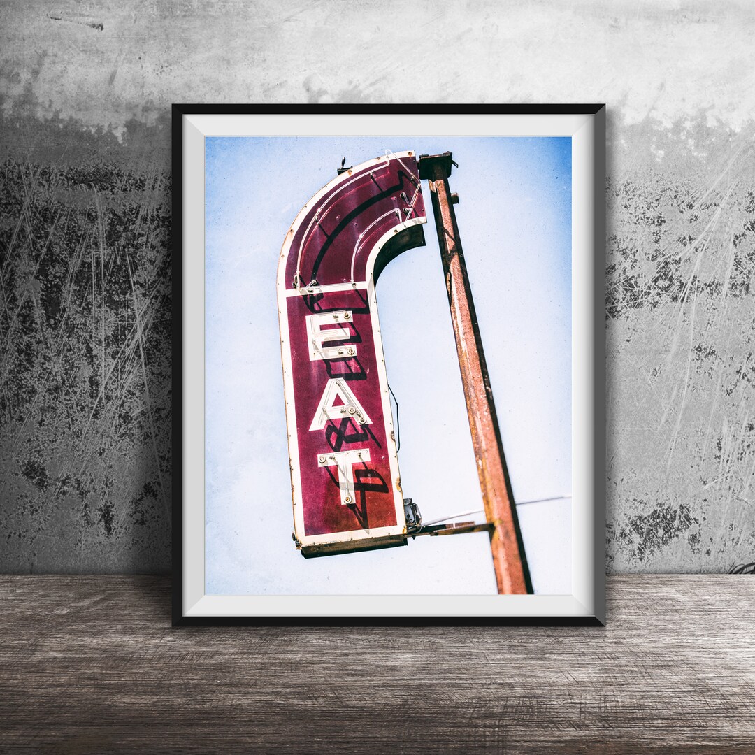 EAT - Diner Neon Sign - Cafe Art - Kitchen Decor - Sign Photography ...
