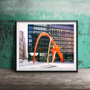 CALDER&#39;S FLAMINGO, CHICAGO, Il - Unframed Photography Print - Downtown Chicago Art Sculpture