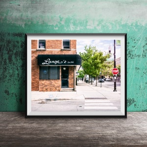 LANGE&#39;S, Chicago Photography Art Print - Unframed Bar Sign Photo - Lakeview, Chicago Wall Art