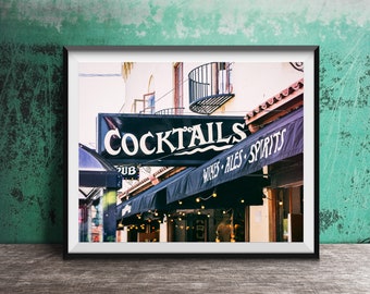 Cocktails - Cocktail Bar - Neon Sign - Wall Art Photo Print - Bar Photography - Lounge - Unframed Wall Decor - Wines, Beers, Spirits