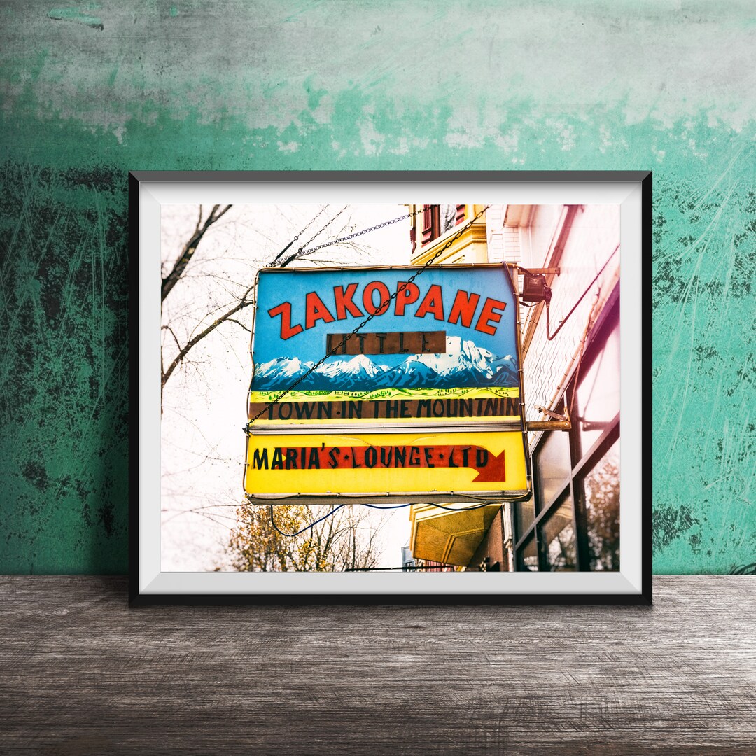 Wicker Park, Chicago Bar ZAKOPANE BAR Wall Art Chicago Sign Photography Unframed, Readytoframe