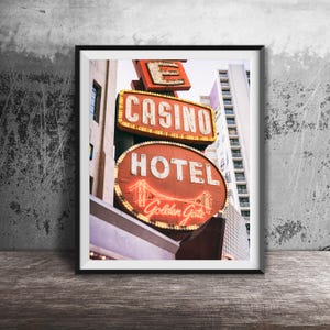 GOLDEN GATE CASINO, Las Vegas - ingelijste fotografieprint - Downtown Las Vegas, Nevada Hotel & Casino Signs, Fremont Street