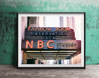 RAINBOW ROOM - NBC Studios - Observation Deck - New York City Sign Photography Print - Unframed Wall Art Photo