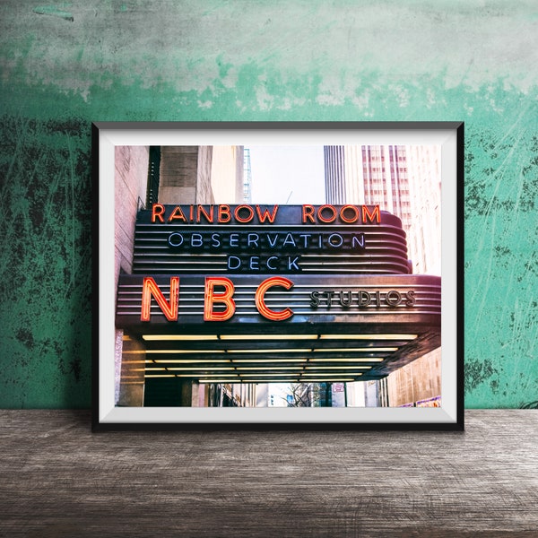 RAINBOW ROOM - NBC Studios - Observation Deck - New York City Sign Photography Print - Unframed Wall Art Photo