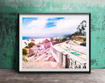 SANTA MONICA PCH - Ungerahmter Fotografiedruck - Kalifornien-Landschaftsfotographie, pazifischer Küstentunnel, kalifornische Strandstadt