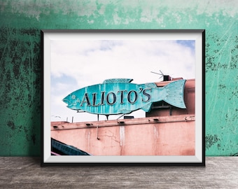 ALIOTO'S, San Francisco, California - Impresión fotográfica sin marco - Letrero del restaurante de mariscos Fisherman's Wharf