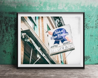 PBR, Badger Bar - Unframed Photography Print - University of Wisconsin Bar Wall Decor, Photo Art - Pabst Blue Ribbon