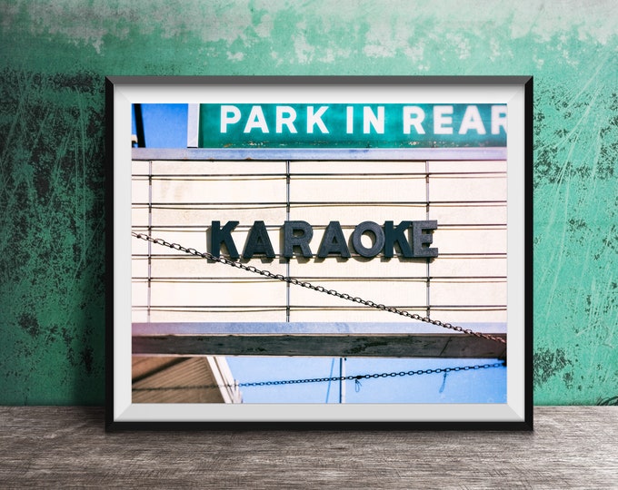 KARAOKE Bar Photo - Unframed Photography Print - Fine Art Print - Urban Dive Bar Sign Decor