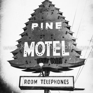 PINE MOTEL, Indianapolis - Neon Sign Art Photography - Wall Art Photo - Modern Kitchen Photography - Unframed Decor - Pine Tree, Evergreen image 4