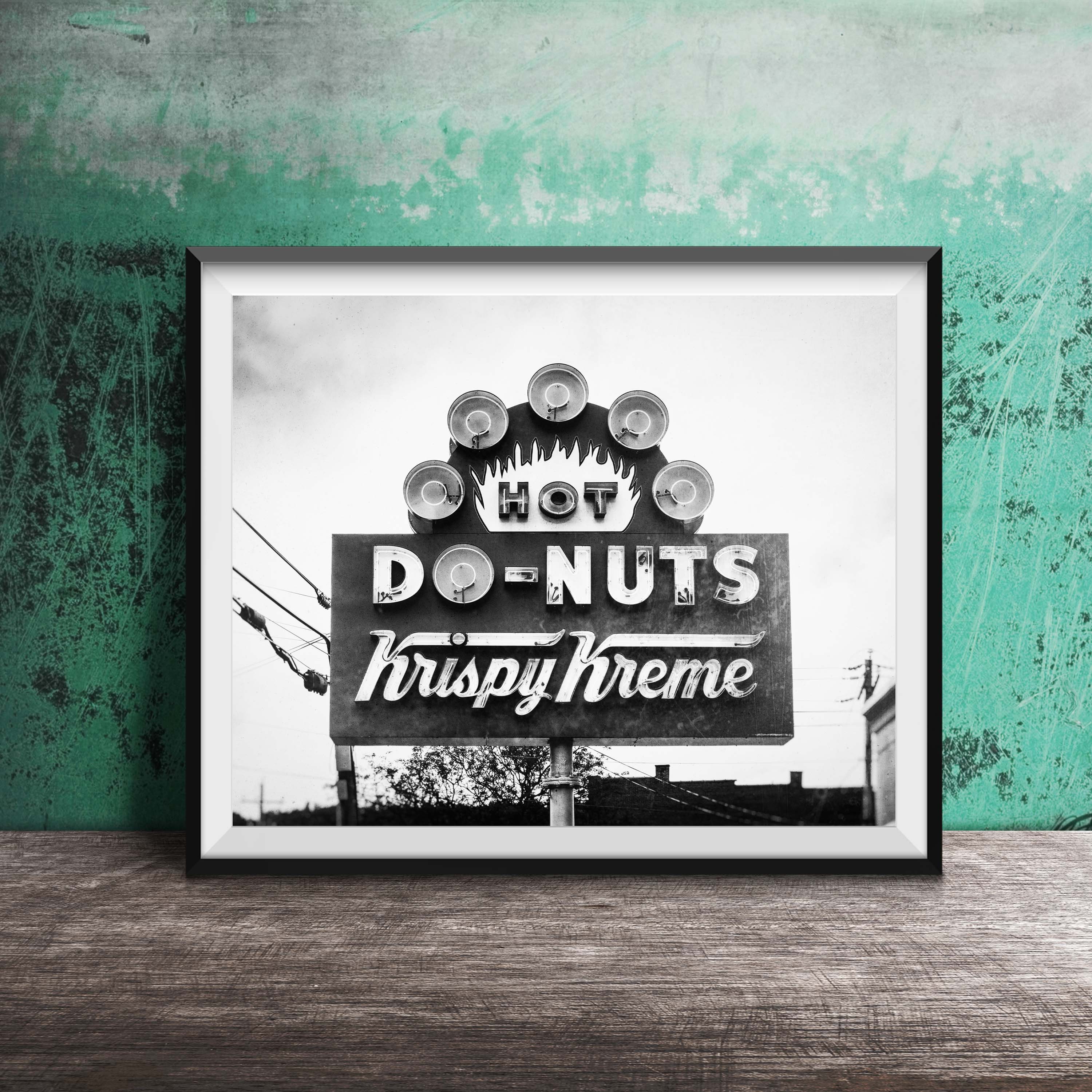 Hot Donuts Photography Print - Unframed Kitchen Wall Art - Krispy