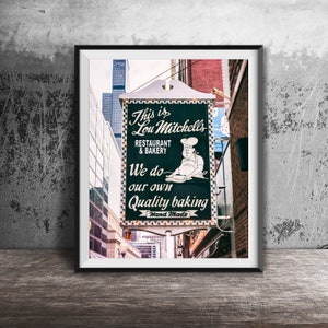 Lou Mitchell&#39;s Coffee Shop, Chicago Restaurant Diner Sign - Unframed Photography Print - Vintage Sign Photo