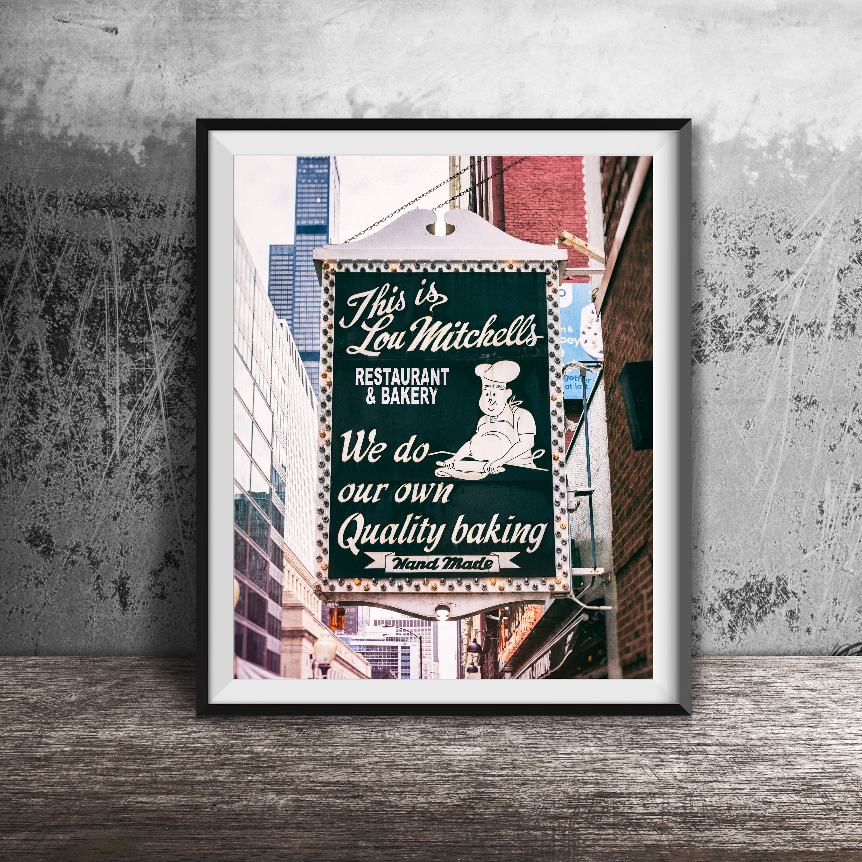 Lou Mitchell's Coffee Shop, Chicago Restaurant Diner Sign - Unframed Photography Print - Vintage Sign Photo