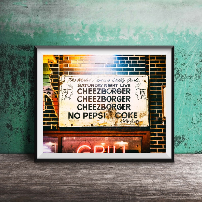 Billy Goat Tavern Chicago Photography Art Photography Print Chicago Restaurant Bar Sign Saturday Night Live Cheezborger SNL image 1