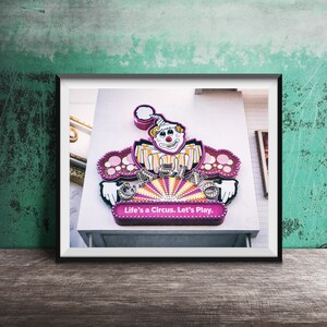 LIFE&#39;S A CIRCUS, Let&#39;s Play - Unframed Photography Print - Kitchen Restaurant Bar Art - Las Vegas Neon Signs - Circus Circus Casino